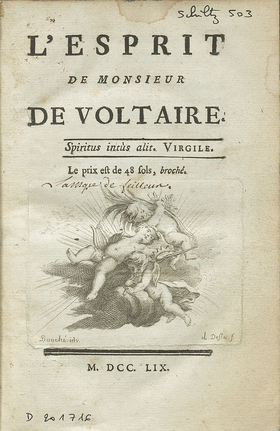 •	L'esprit de Monsieur de Voltaire. (titre)