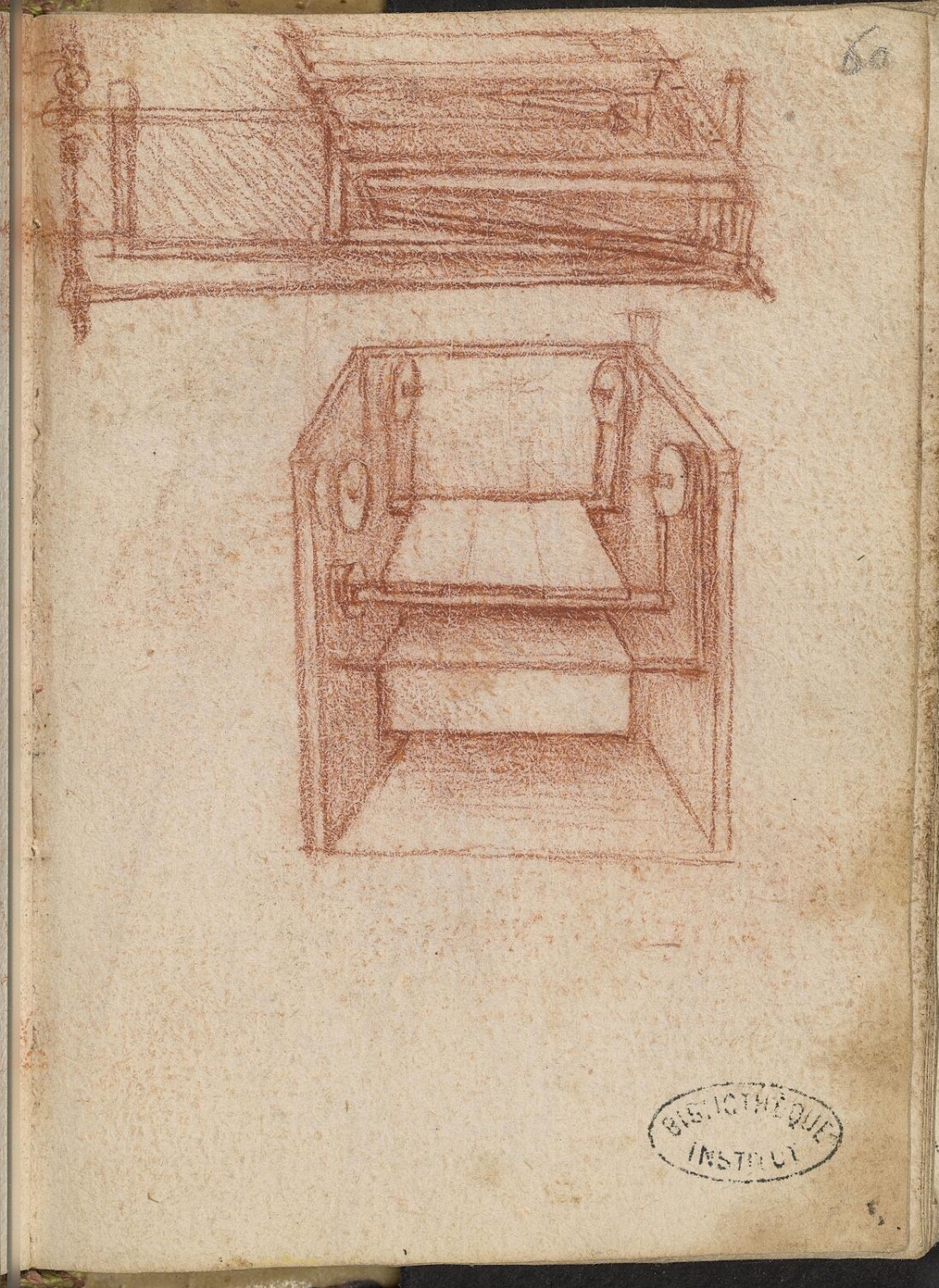 Ms 2179 (manuscrit H), C2, f. 60r : dessin de machine.