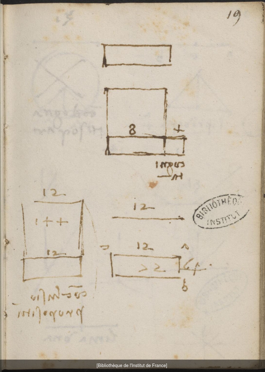 Ms 2183 (manuscrit M), f. 19r : géométrie.